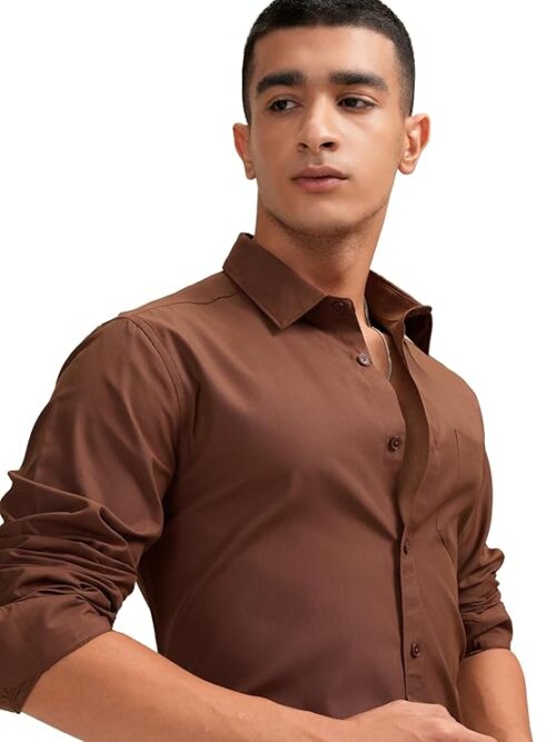 Highlander Men's Solid Slim Fit Shirt